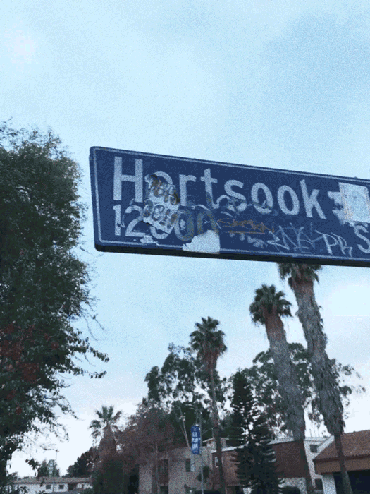 Animated loop of a street sign in North Hollywood, California. Created with PHHHOTO.